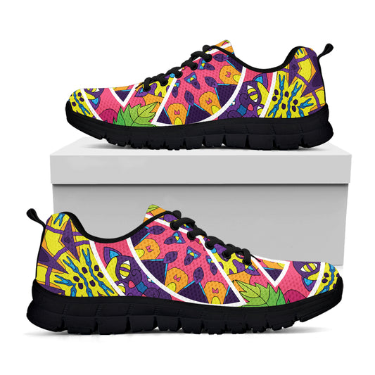 Psychedelic Hippie Peace Sign Print Black Sneakers