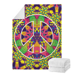 Psychedelic Hippie Peace Sign Print Blanket