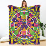 Psychedelic Hippie Peace Sign Print Blanket