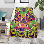 Psychedelic Hippie Peace Sign Print Blanket