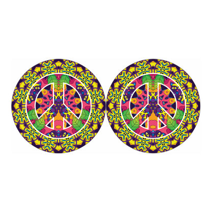 Psychedelic Hippie Peace Sign Print Car Coasters