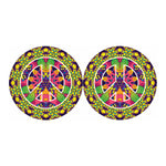 Psychedelic Hippie Peace Sign Print Car Coasters