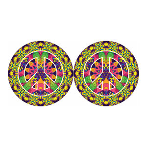 Psychedelic Hippie Peace Sign Print Car Coasters