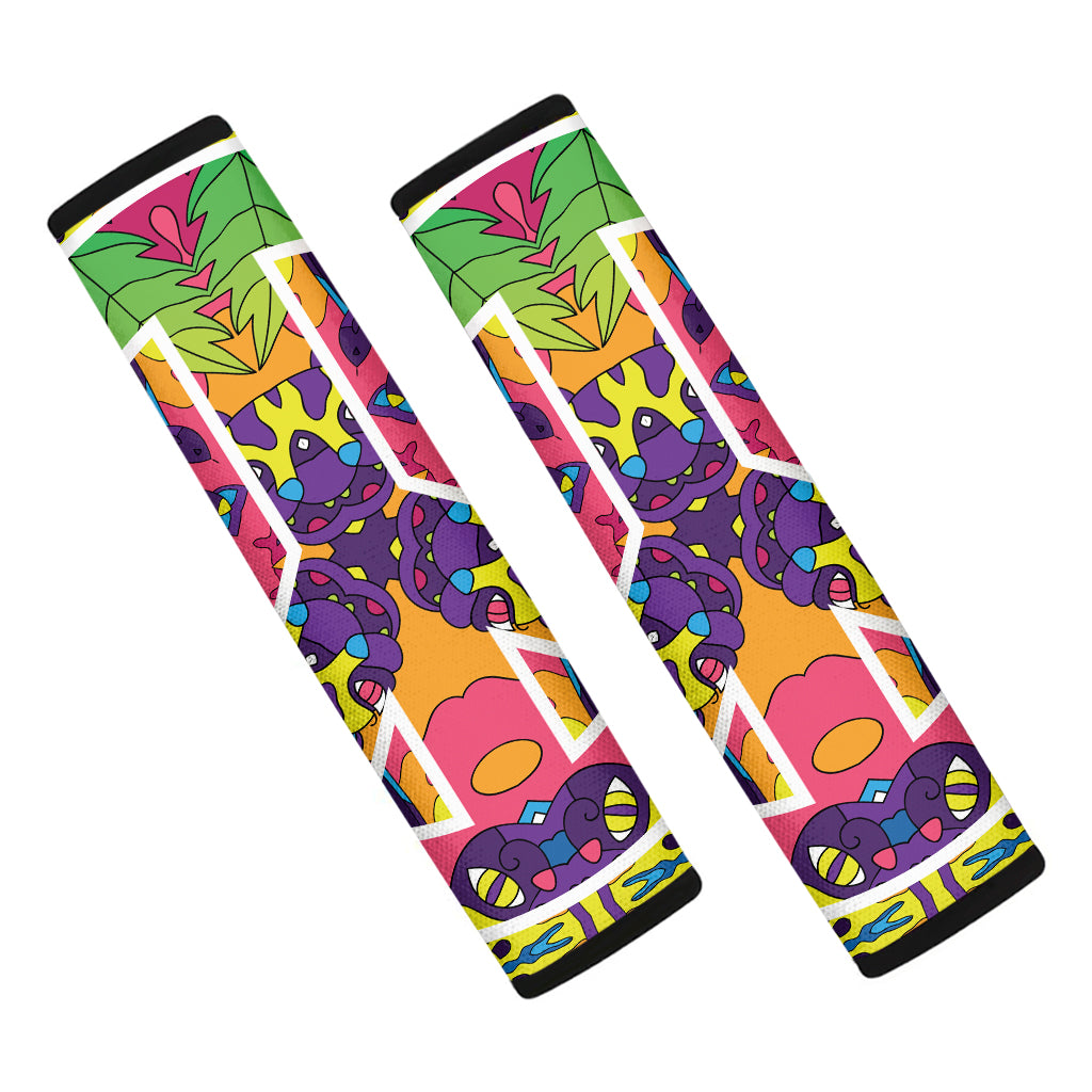 Psychedelic Hippie Peace Sign Print Car Seat Belt Covers