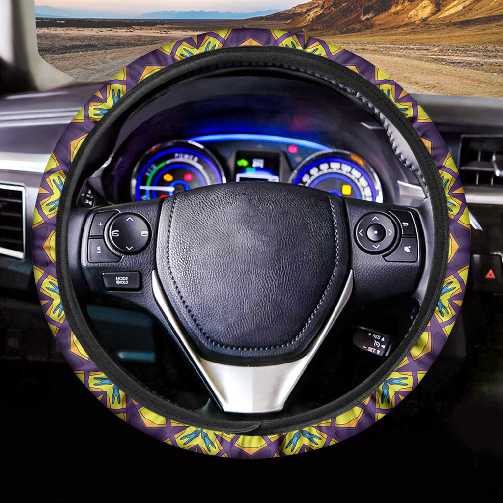Psychedelic Hippie Peace Sign Print Car Steering Wheel Cover