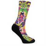 Psychedelic Hippie Peace Sign Print Crew Socks