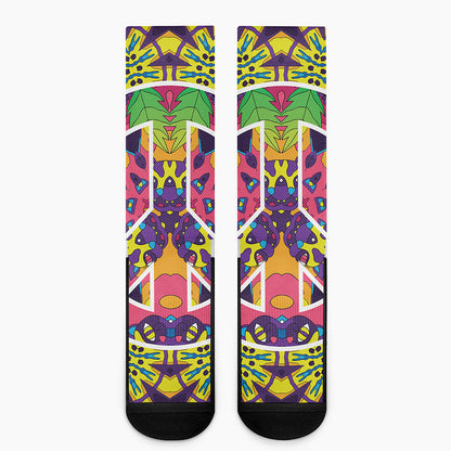 Psychedelic Hippie Peace Sign Print Crew Socks