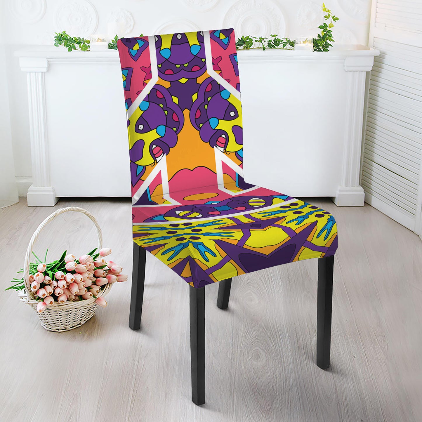 Psychedelic Hippie Peace Sign Print Dining Chair Slipcover