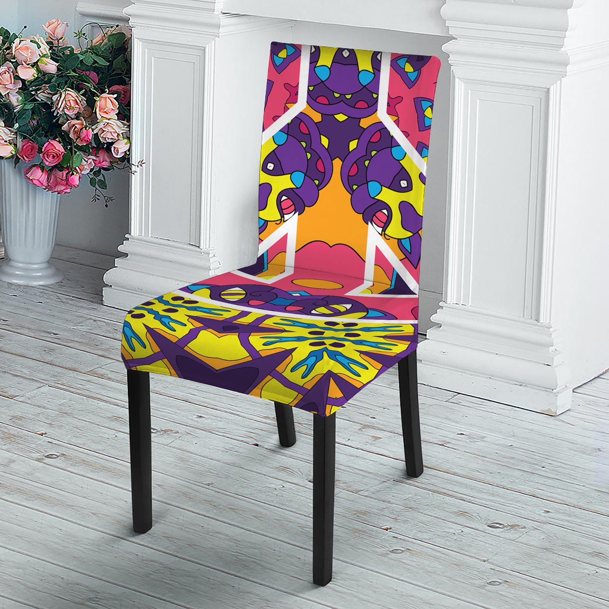 Psychedelic Hippie Peace Sign Print Dining Chair Slipcover