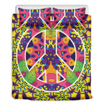 Psychedelic Hippie Peace Sign Print Duvet Cover Bedding Set