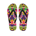 Psychedelic Hippie Peace Sign Print Flip Flops