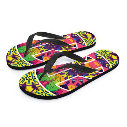 Psychedelic Hippie Peace Sign Print Flip Flops