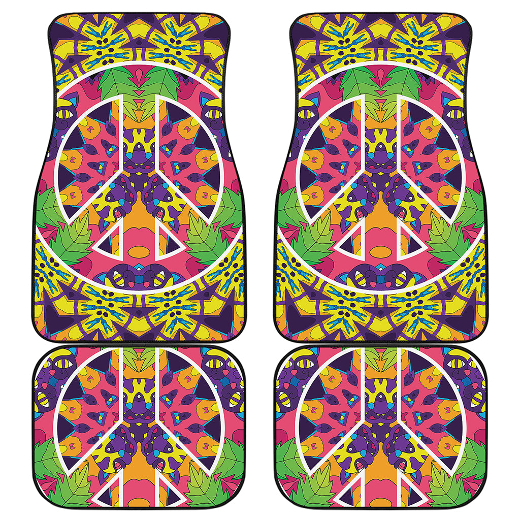 Psychedelic Hippie Peace Sign Print Front and Back Car Floor Mats