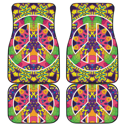 Psychedelic Hippie Peace Sign Print Front and Back Car Floor Mats