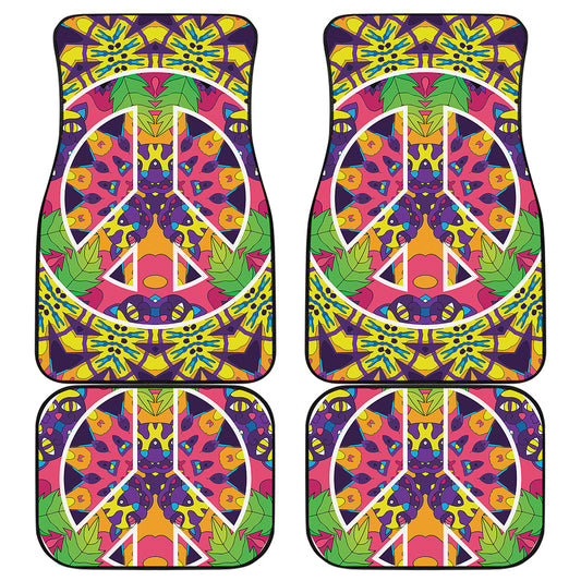 Psychedelic Hippie Peace Sign Print Front and Back Car Floor Mats