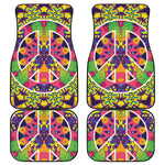 Psychedelic Hippie Peace Sign Print Front and Back Car Floor Mats