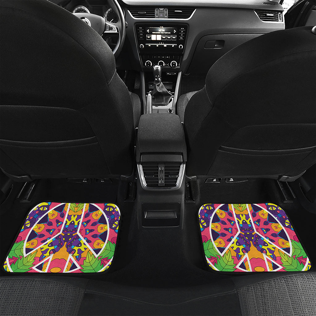 Psychedelic Hippie Peace Sign Print Front and Back Car Floor Mats