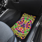 Psychedelic Hippie Peace Sign Print Front and Back Car Floor Mats