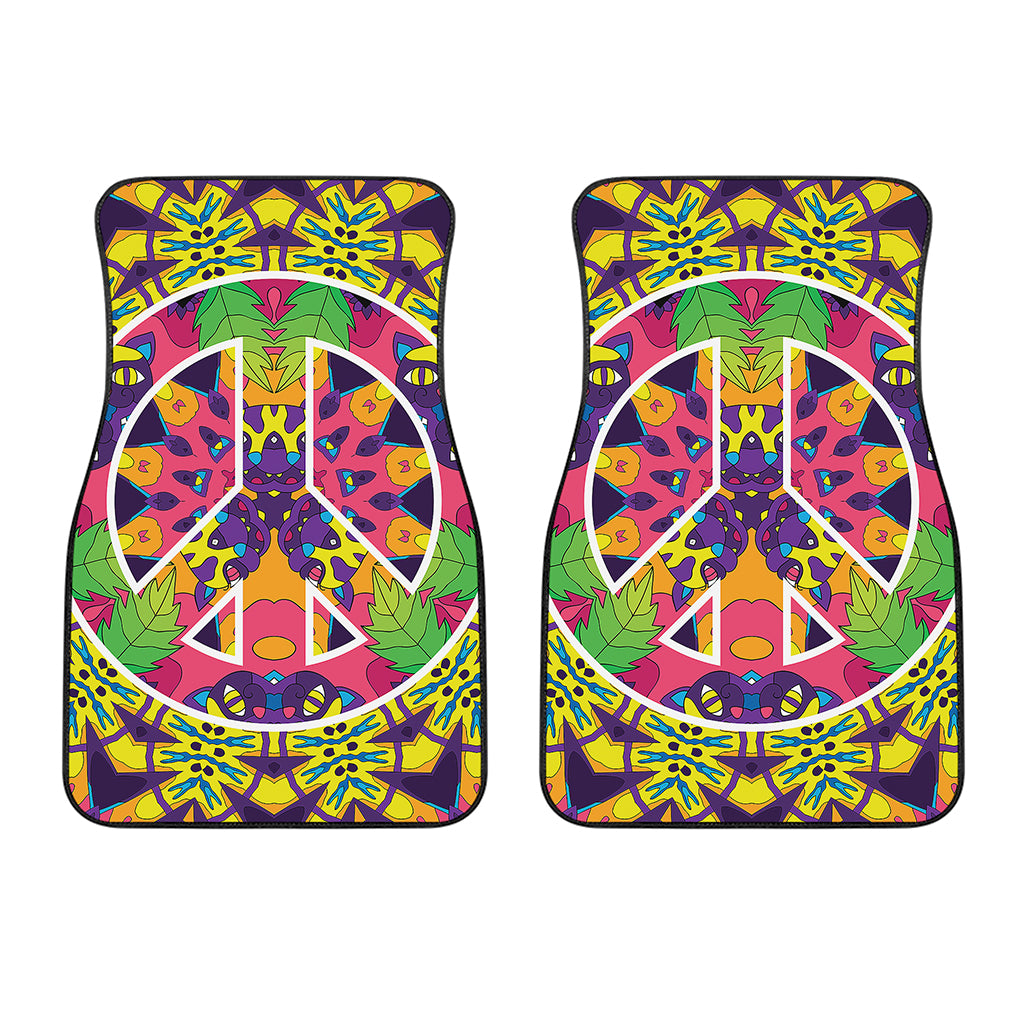 Psychedelic Hippie Peace Sign Print Front Car Floor Mats