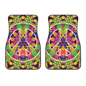 Psychedelic Hippie Peace Sign Print Front Car Floor Mats