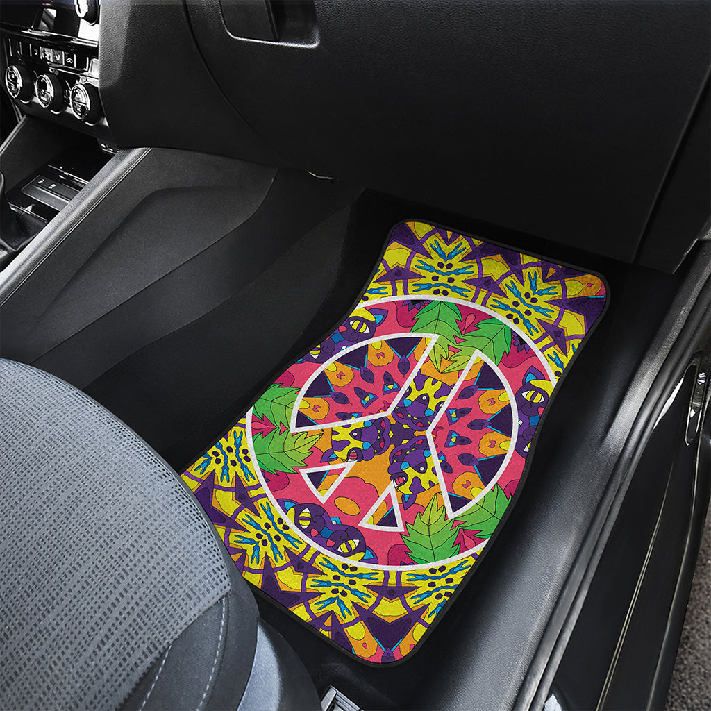 Psychedelic Hippie Peace Sign Print Front Car Floor Mats