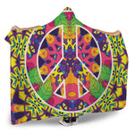 Psychedelic Hippie Peace Sign Print Hooded Blanket