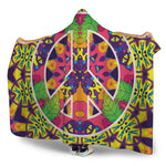 Psychedelic Hippie Peace Sign Print Hooded Blanket