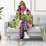 Psychedelic Hippie Peace Sign Print Hooded Blanket