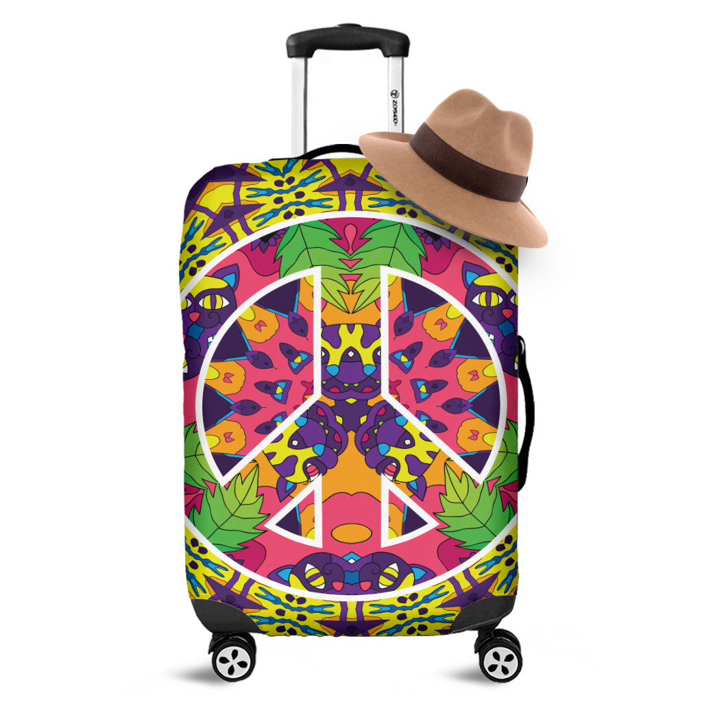 Psychedelic Hippie Peace Sign Print Luggage Cover