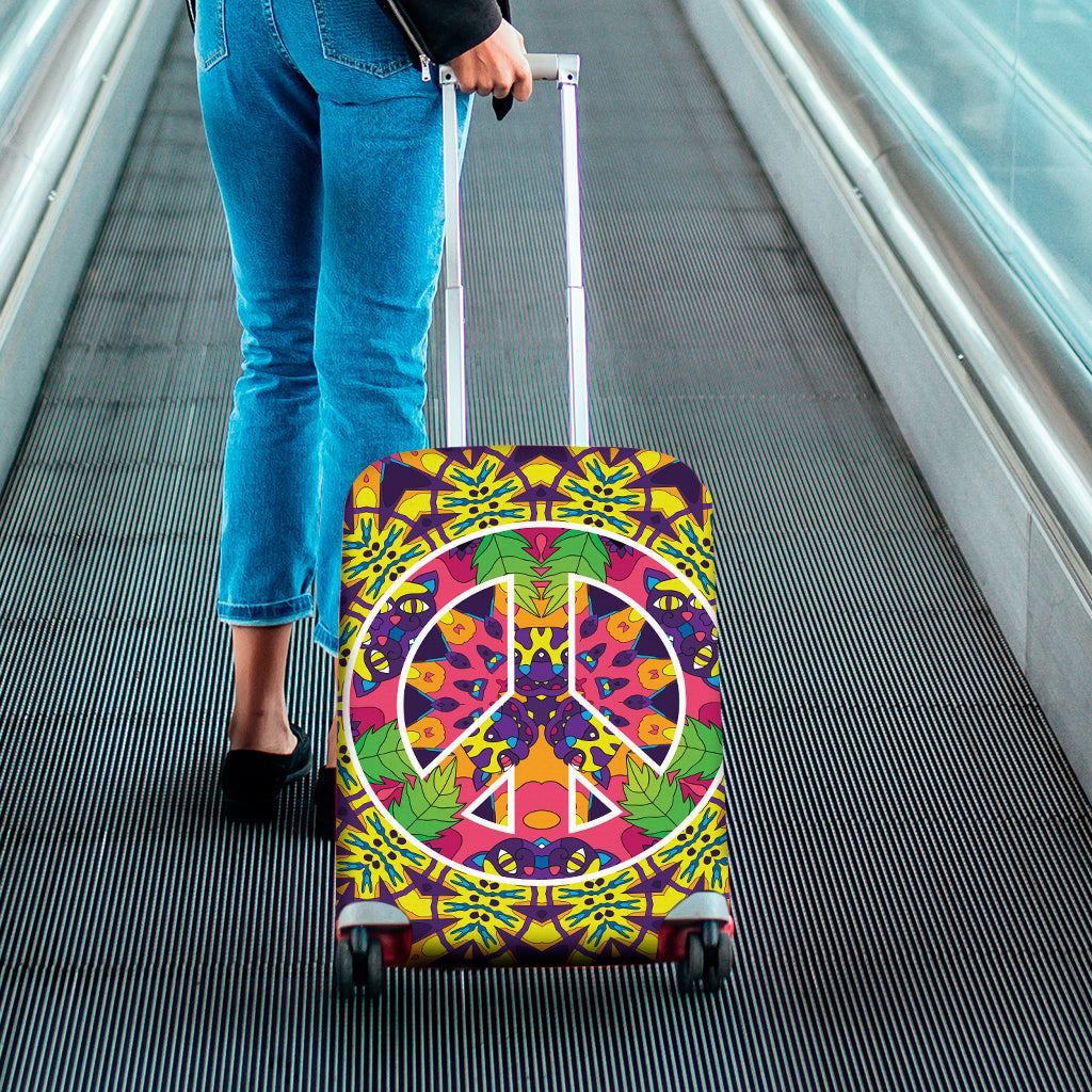 Psychedelic Hippie Peace Sign Print Luggage Cover