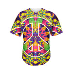 Psychedelic Hippie Peace Sign Print Men's Baseball Jersey