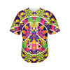 Psychedelic Hippie Peace Sign Print Men's Baseball Jersey