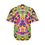 Psychedelic Hippie Peace Sign Print Men's Baseball Jersey