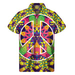 Psychedelic Hippie Peace Sign Print Men's Short Sleeve Shirt