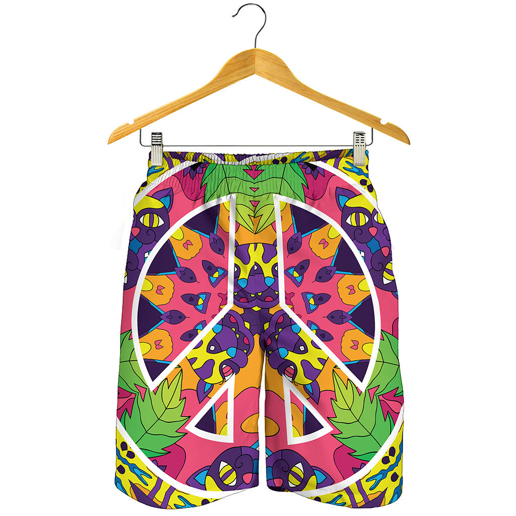 Psychedelic Hippie Peace Sign Print Men's Shorts
