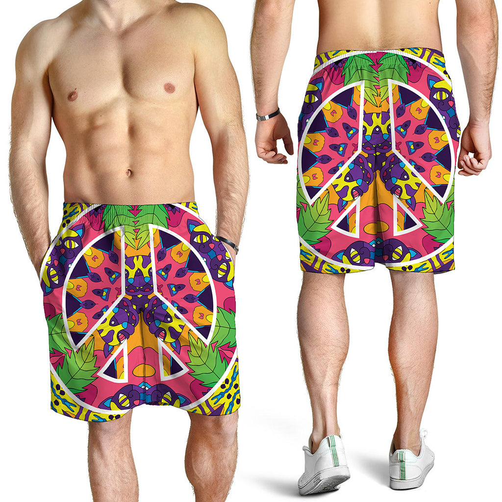 Psychedelic Hippie Peace Sign Print Men's Shorts
