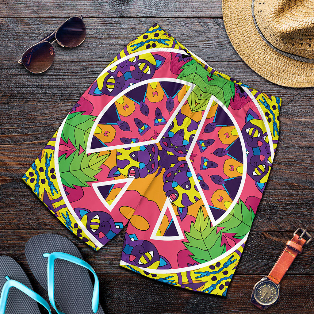 Psychedelic Hippie Peace Sign Print Men's Shorts