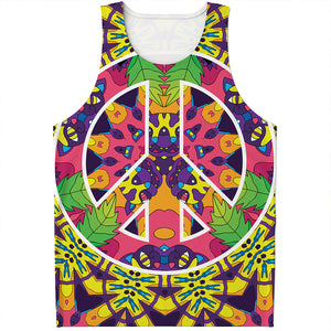 Psychedelic Hippie Peace Sign Print Men's Tank Top