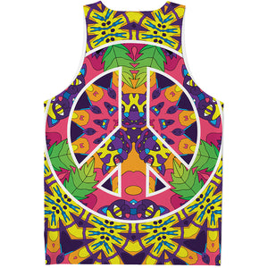 Psychedelic Hippie Peace Sign Print Men's Tank Top