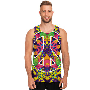 Psychedelic Hippie Peace Sign Print Men's Tank Top