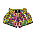Psychedelic Hippie Peace Sign Print Muay Thai Boxing Shorts