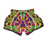 Psychedelic Hippie Peace Sign Print Muay Thai Boxing Shorts