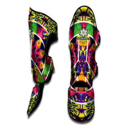 Psychedelic Hippie Peace Sign Print Muay Thai Shin Guard