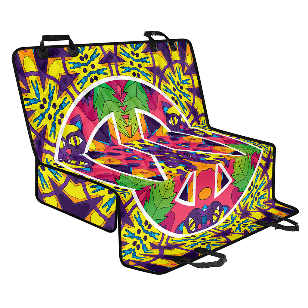 Psychedelic Hippie Peace Sign Print Pet Car Back Seat Cover