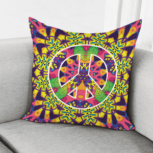 Psychedelic Hippie Peace Sign Print Pillow Cover