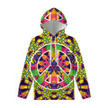 Psychedelic Hippie Peace Sign Print Pullover Hoodie