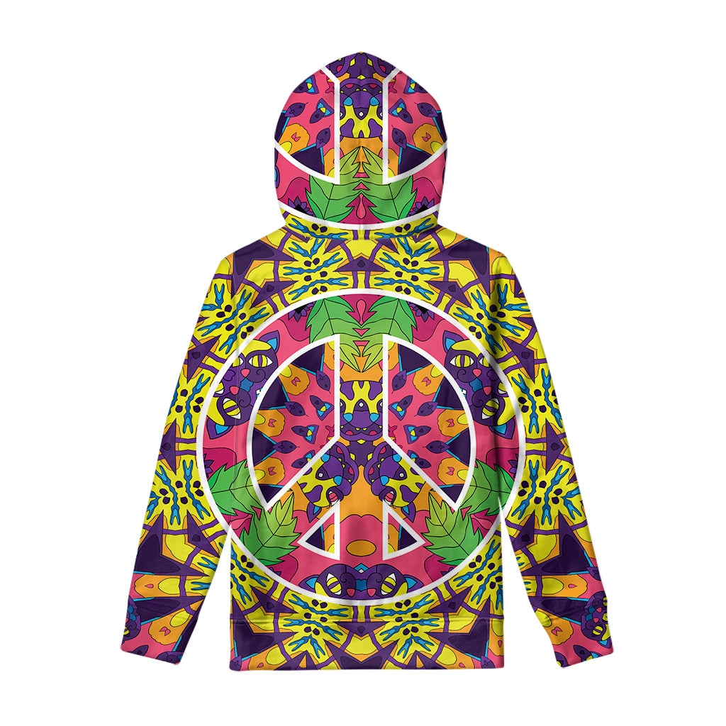 Psychedelic Hippie Peace Sign Print Pullover Hoodie