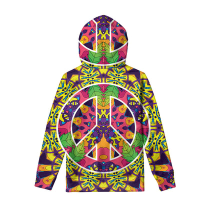 Psychedelic Hippie Peace Sign Print Pullover Hoodie