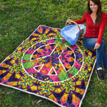 Psychedelic Hippie Peace Sign Print Quilt
