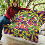 Psychedelic Hippie Peace Sign Print Quilt